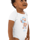Personalised Name Bear Blue Baloon Bodysuit - Cozy Crew Club
