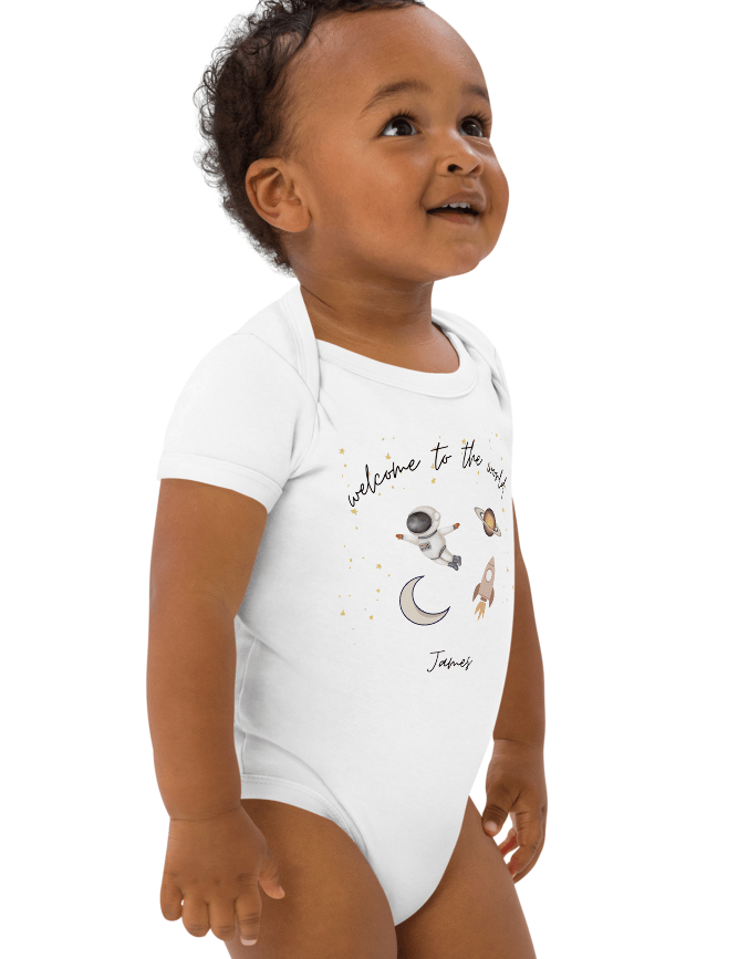 Welcome to the World Galaxy (Personalised Name Bodysuit) - Cozy Crew Club