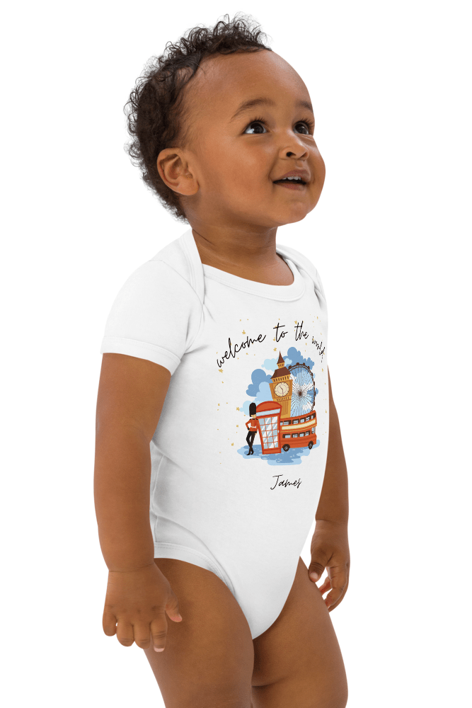 Welcome to the World London Town (Personalised Name Bodysuit) - Cozy Crew Club