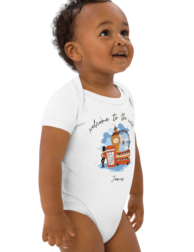 Welcome to the World London Town (Personalised Name Bodysuit) - Cozy Crew Club