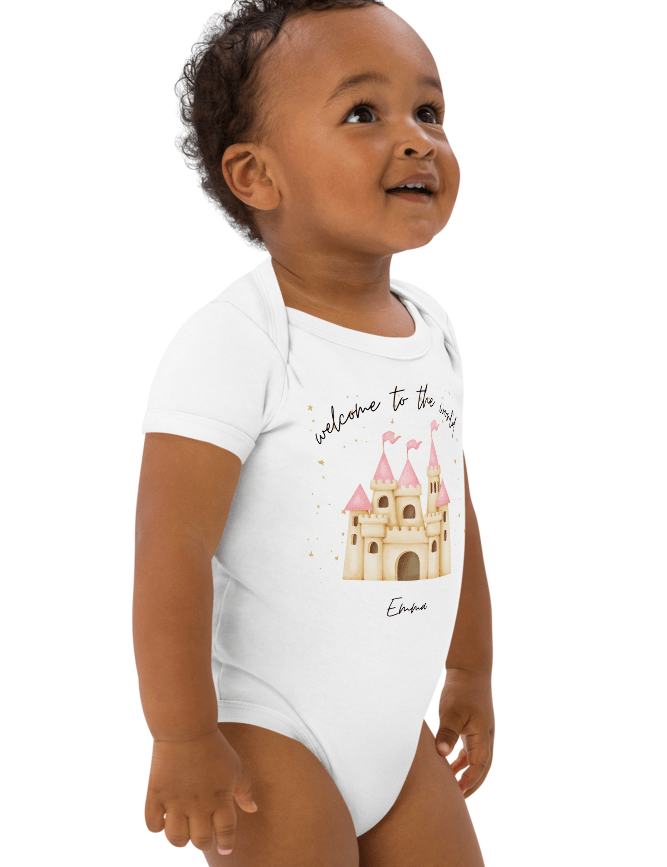 Welcome to the World Princess Castle (Personalised Name Bodysuit) - Cozy Crew Club