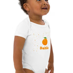 Orange Personalised Bodysuit in White - Cozy Crew Club