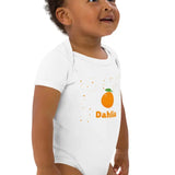 Orange Personalised Bodysuit in White - Cozy Crew Club