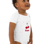 Cherry Personalised Bodysuit in White - Cozy Crew Club