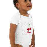 Cherry Personalised Bodysuit in White - Cozy Crew Club