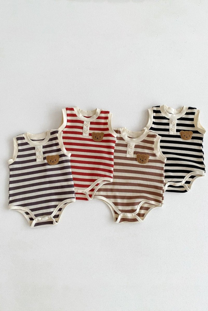 The Bear Beach Stripe Bodysuit - Cozy Crew Club