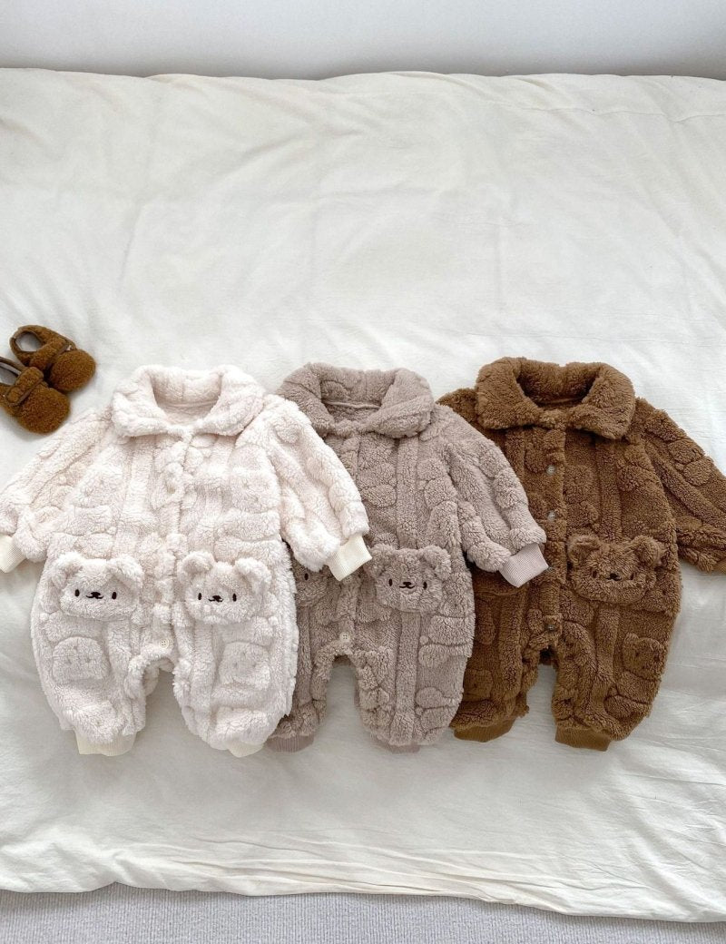 The Fur Bear Lining Fluffy Coat Romper - Cozy Crew Club
