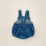 Baby Embroidered Bear Denim Dungarees