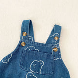Baby Embroidered Bear Denim Dungarees