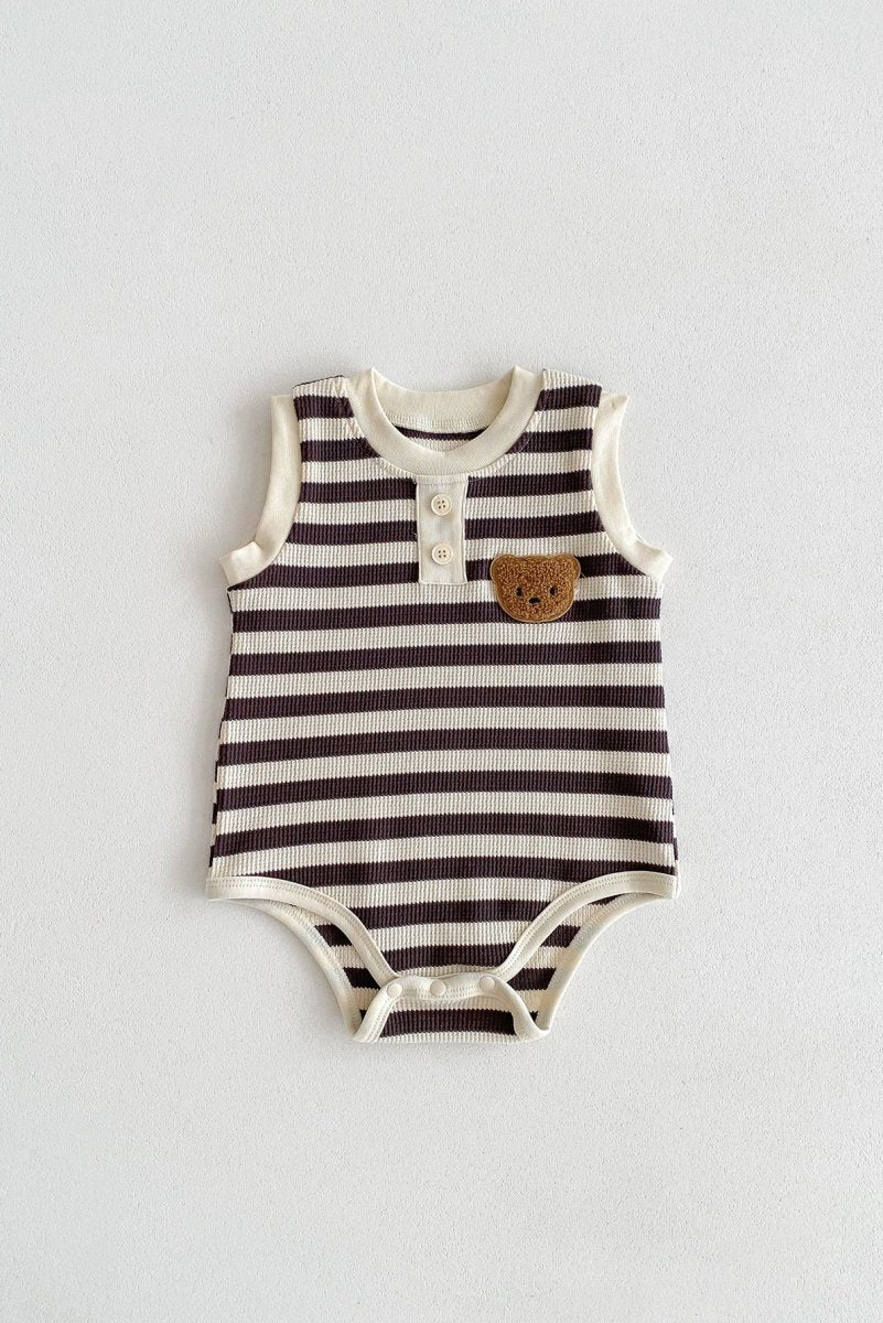 The Bear Beach Stripe Bodysuit - Cozy Crew Club