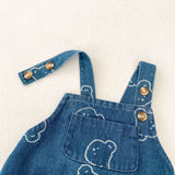Baby Embroidered Bear Denim Dungarees
