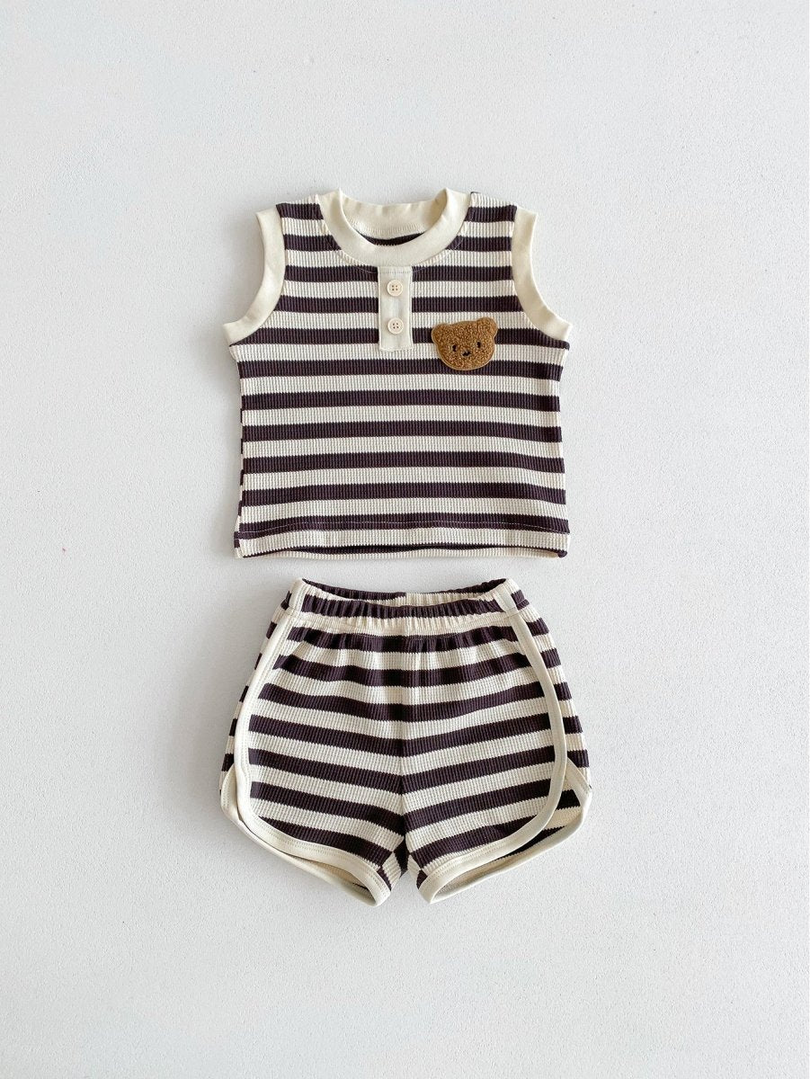 The Bear Beach Stripe Shorts & T-Shirt - Cozy Crew Club