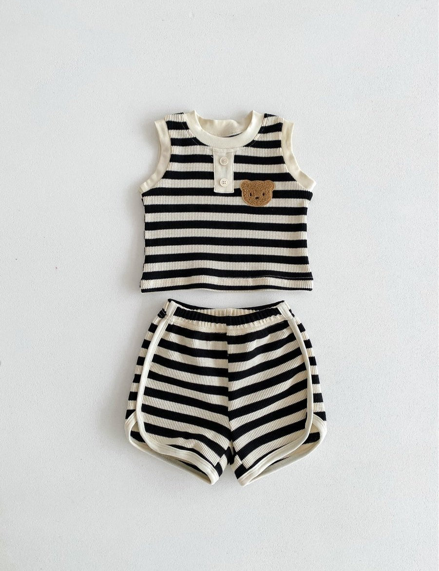 The Bear Beach Stripe Shorts & T-Shirt - Cozy Crew Club