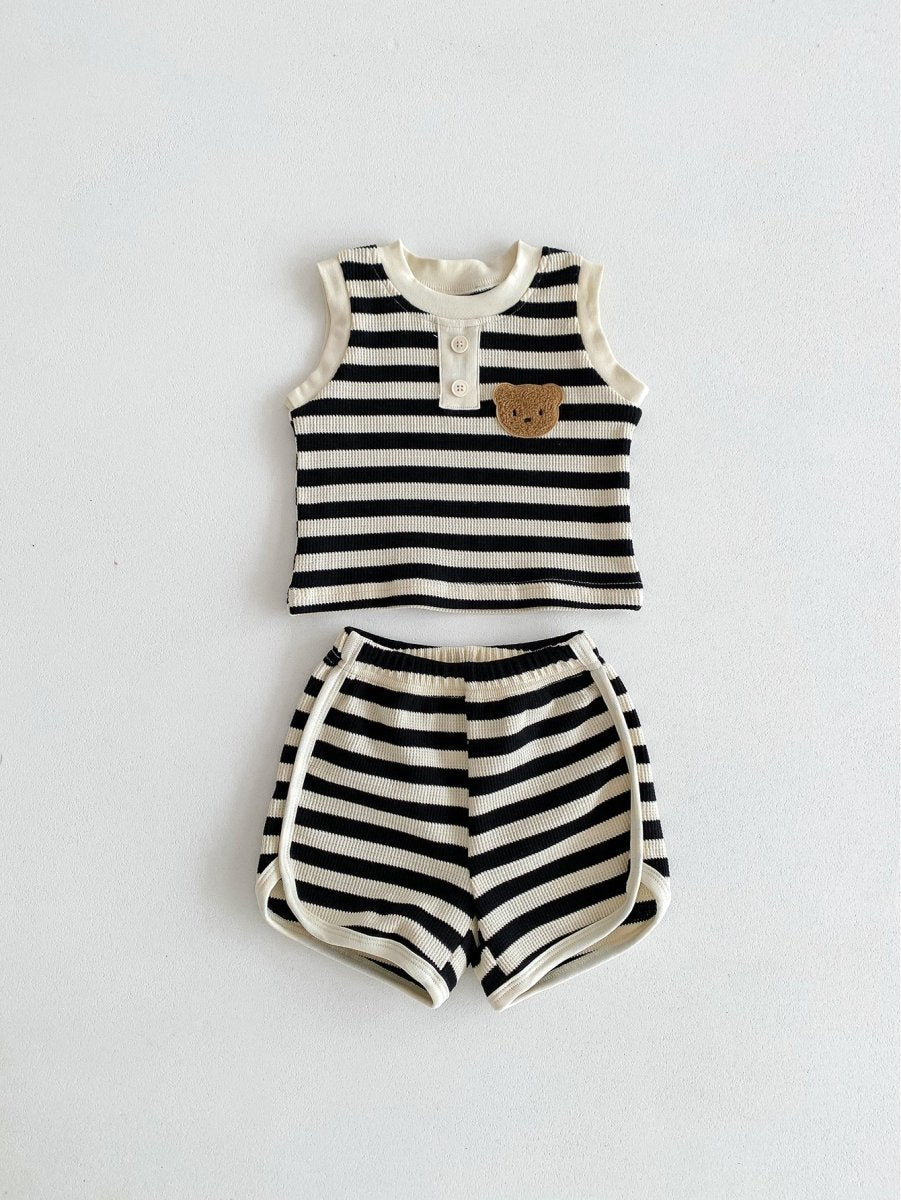 The Bear Beach Stripe Shorts & T-Shirt - Cozy Crew Club