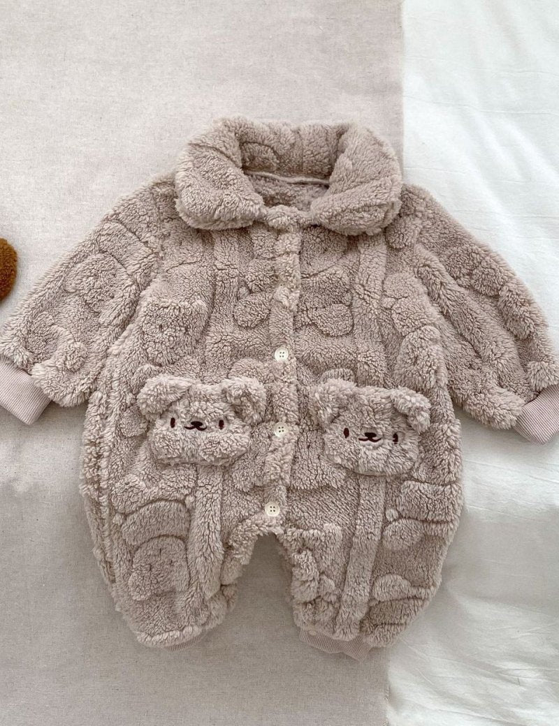 The Fur Bear Lining Fluffy Coat Romper - Cozy Crew Club