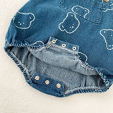 Baby Embroidered Bear Denim Dungarees