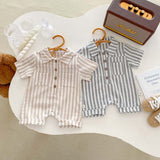 Summer Short Sleeves Striped Rompers
