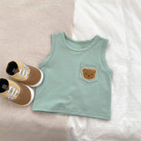 Baby Bear Patched Tops With Denim Shorts Sets