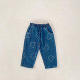 Zweiteiliges Jeansset für Babys mit aufgesticktem Bären