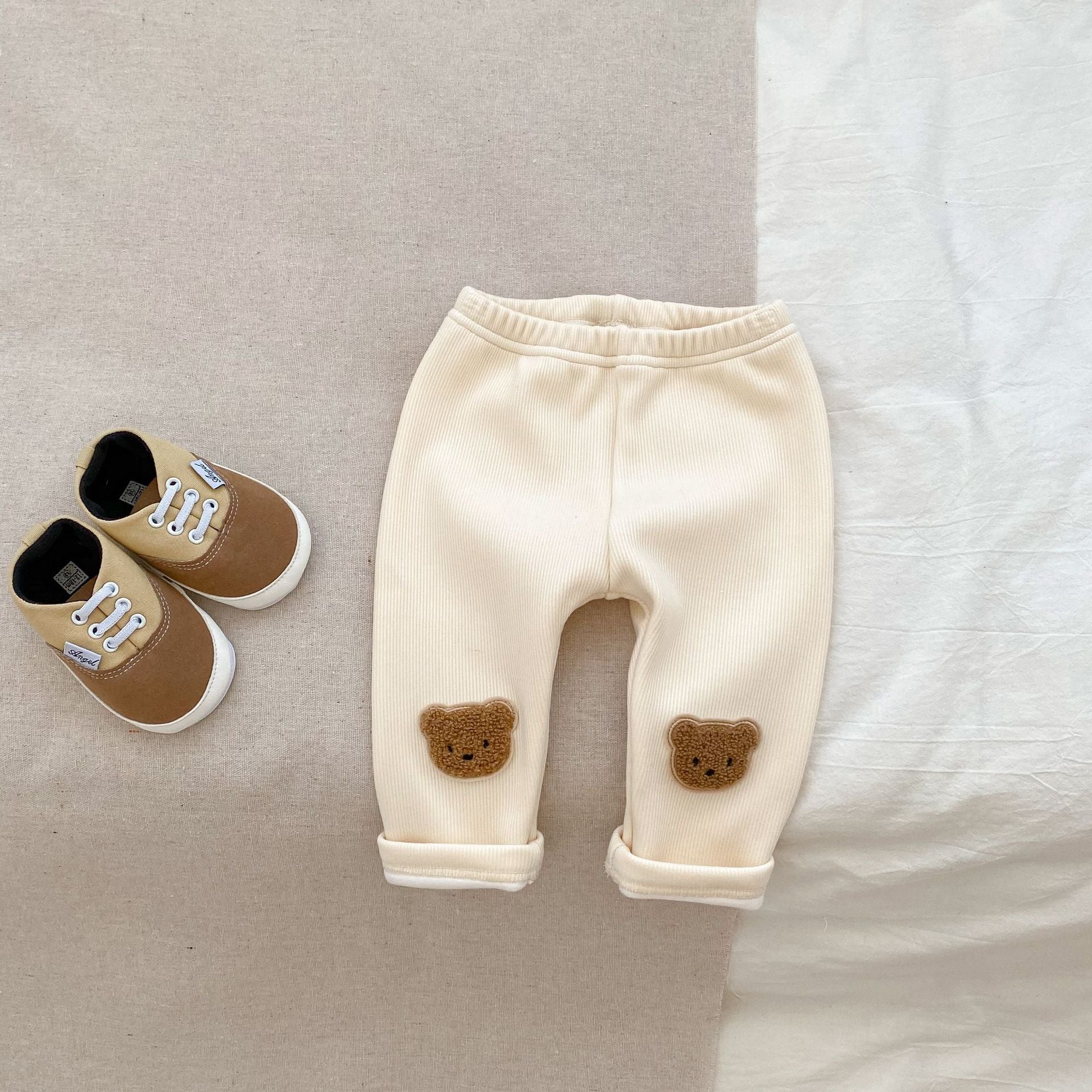 Little Bear Thickened Ribbed Joggers