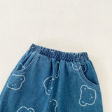 Zweiteiliges Jeansset für Babys mit aufgesticktem Bären