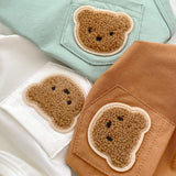 Baby Bear Patched Tops With Denim Shorts Sets