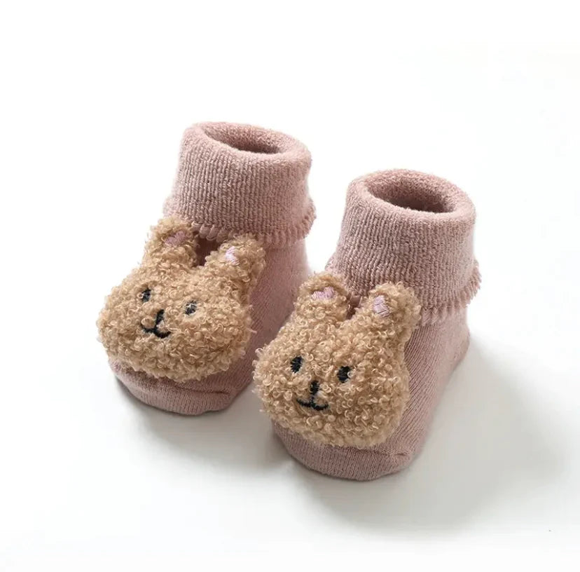 Chaussons-chaussettes en peluche bouclés