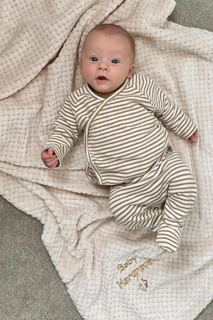 Cocole (Beige) Personalised Microfibre Soft Baby Blanket - Cozy Crew Club