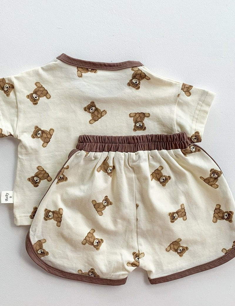 Bear 2 Piece T-Shirt & Shorts Set - Cozy Crew Club