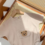 Waffle Bear Bodysuit Brown or Creme - Cozy Crew Club