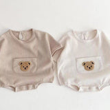 Waffle Bear Bodysuit Brown or Creme - Cozy Crew Club