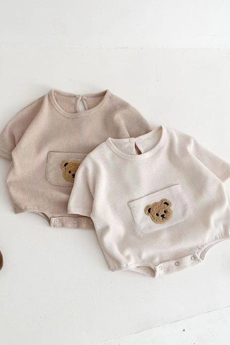 Waffle Bear Bodysuit or Creme