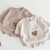 Waffle Bear Bodysuit Brown or Creme - Cozy Crew Club