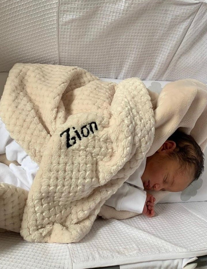 Cocole (Beige) Personalised Microfibre Soft Baby Blanket - Cozy Crew Club