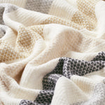 Mora Interior Eco Light Grey Stiped Blanket, Throw, Chunky Knit Cotton