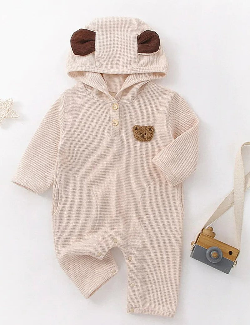 The Pointy Bear Knitted Hooded Playsuit - Cozy Crew Club
