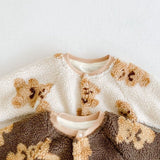 Bear Fleece Romper Cream or Brown - Cozy Crew Club