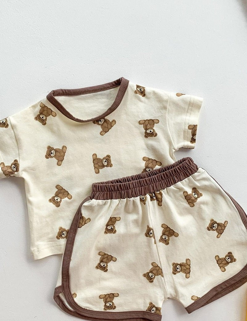 Bear 2 Piece T-Shirt & Shorts Set - Cozy Crew Club
