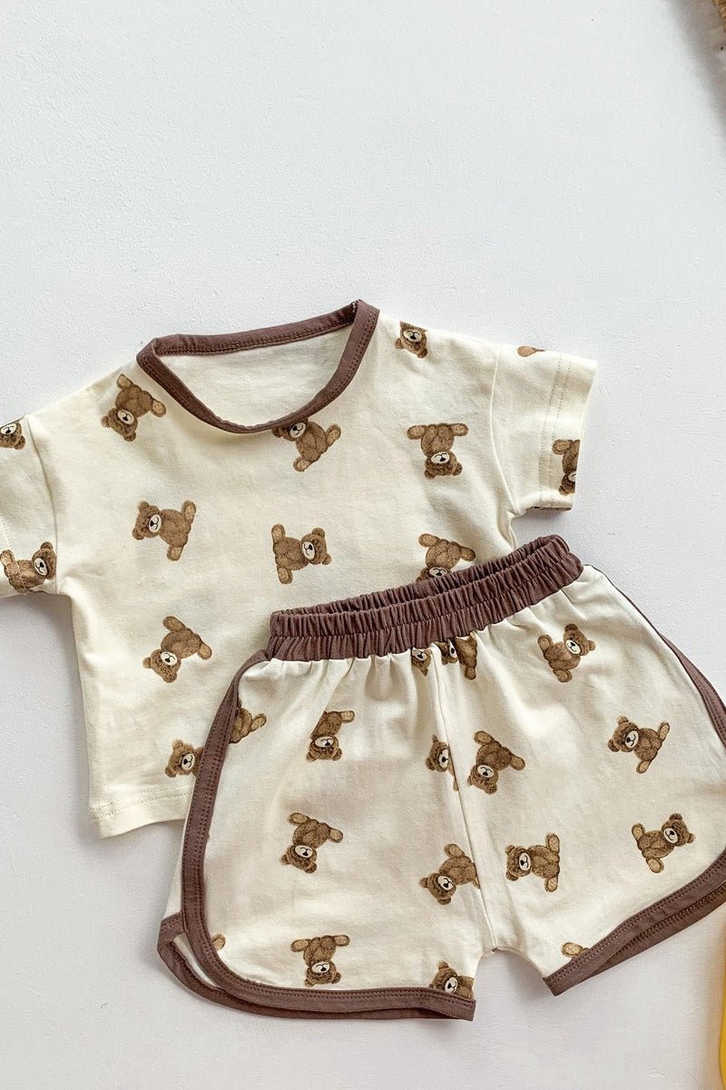 Bear 2 Piece T-Shirt & Shorts Set - Cozy Crew Club