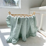 Mint Green Frill Organic 100% Cotton Baby Blanket