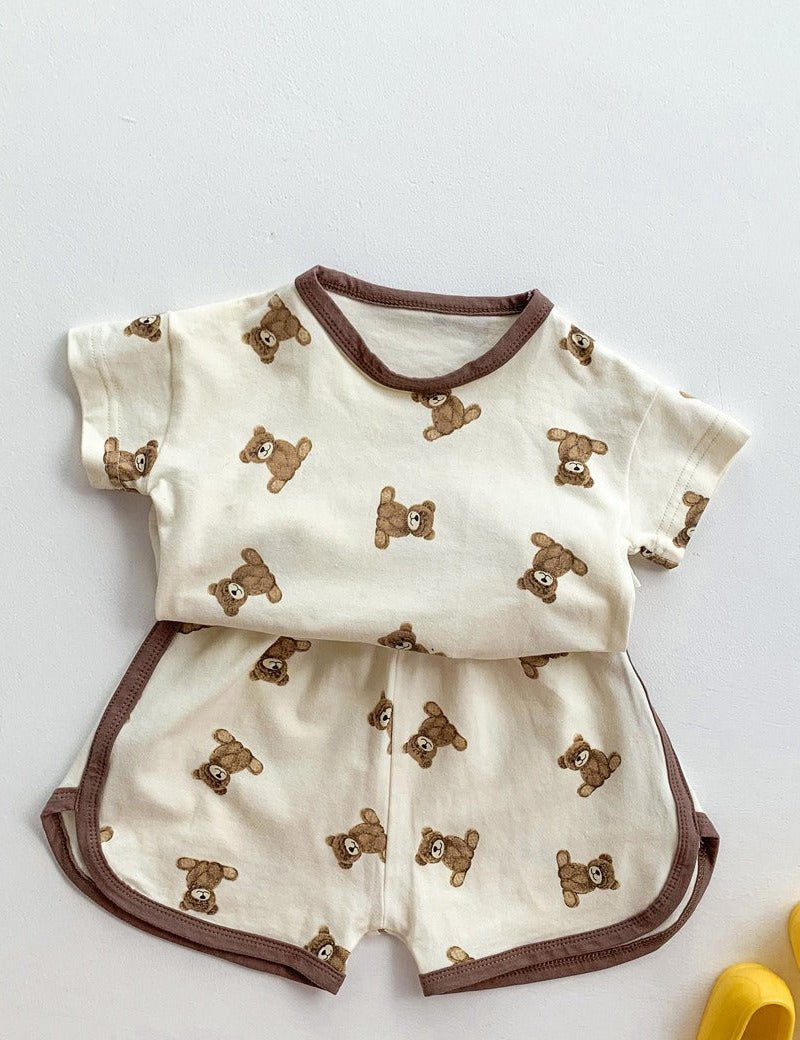 Bear 2 Piece T-Shirt & Shorts Set - Cozy Crew Club