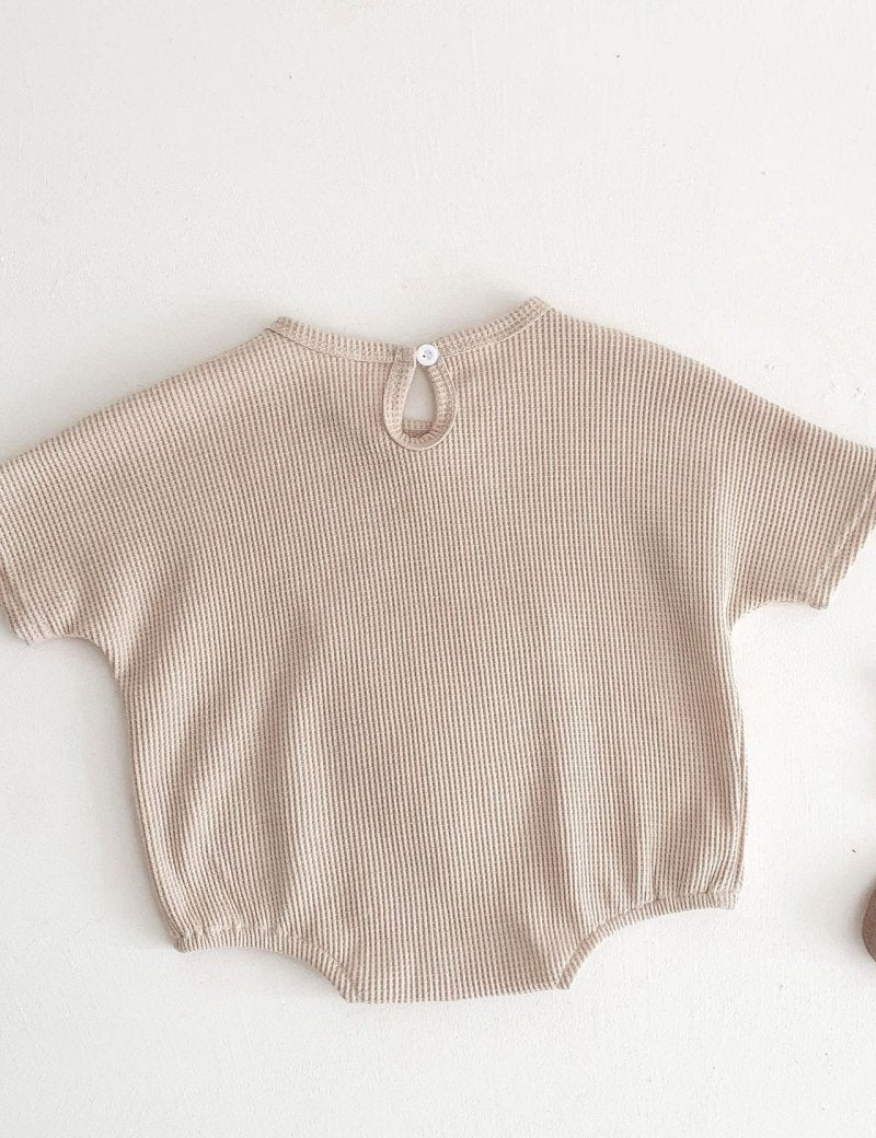 Waffle Bear Bodysuit Brown or Creme - Cozy Crew Club