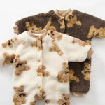 Bear Fleece Romper Cream or Brown - Cozy Crew Club