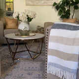 Mora Interior Eco (Light Grey Striped) Soft Cotton Sofa Throw Blanket
